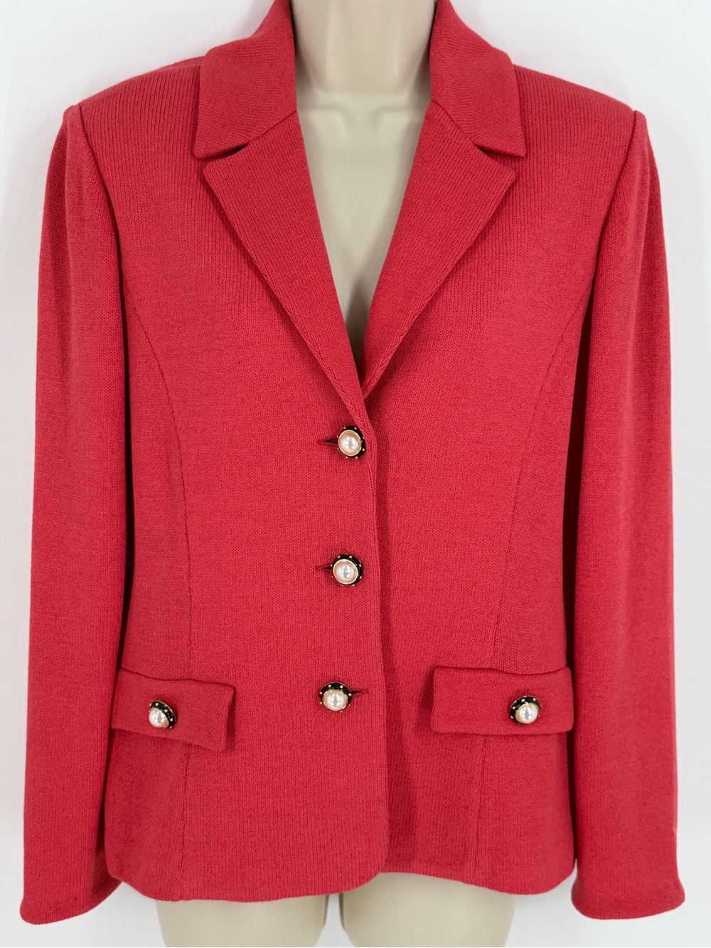 St. John Collection Coral Knit Blazer 10 Pearl Buttons Heritage Luxury Made USA - Picture 3 of 12